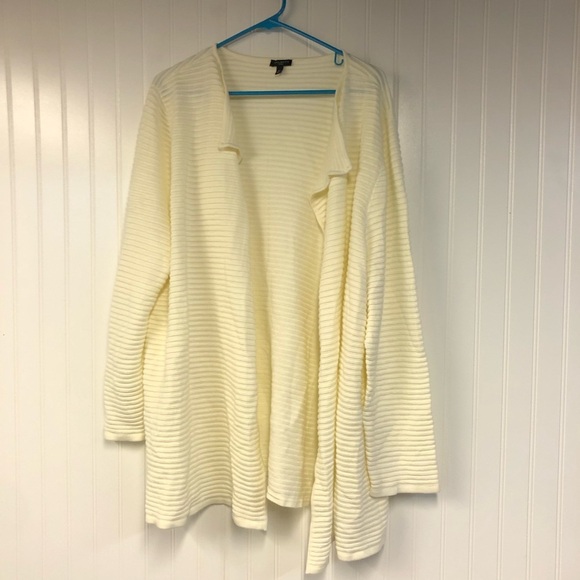 Talbots Textured Cream Women's Open Front Cardigan Sweater Long Sleeve 3X - Picture 1 of 4